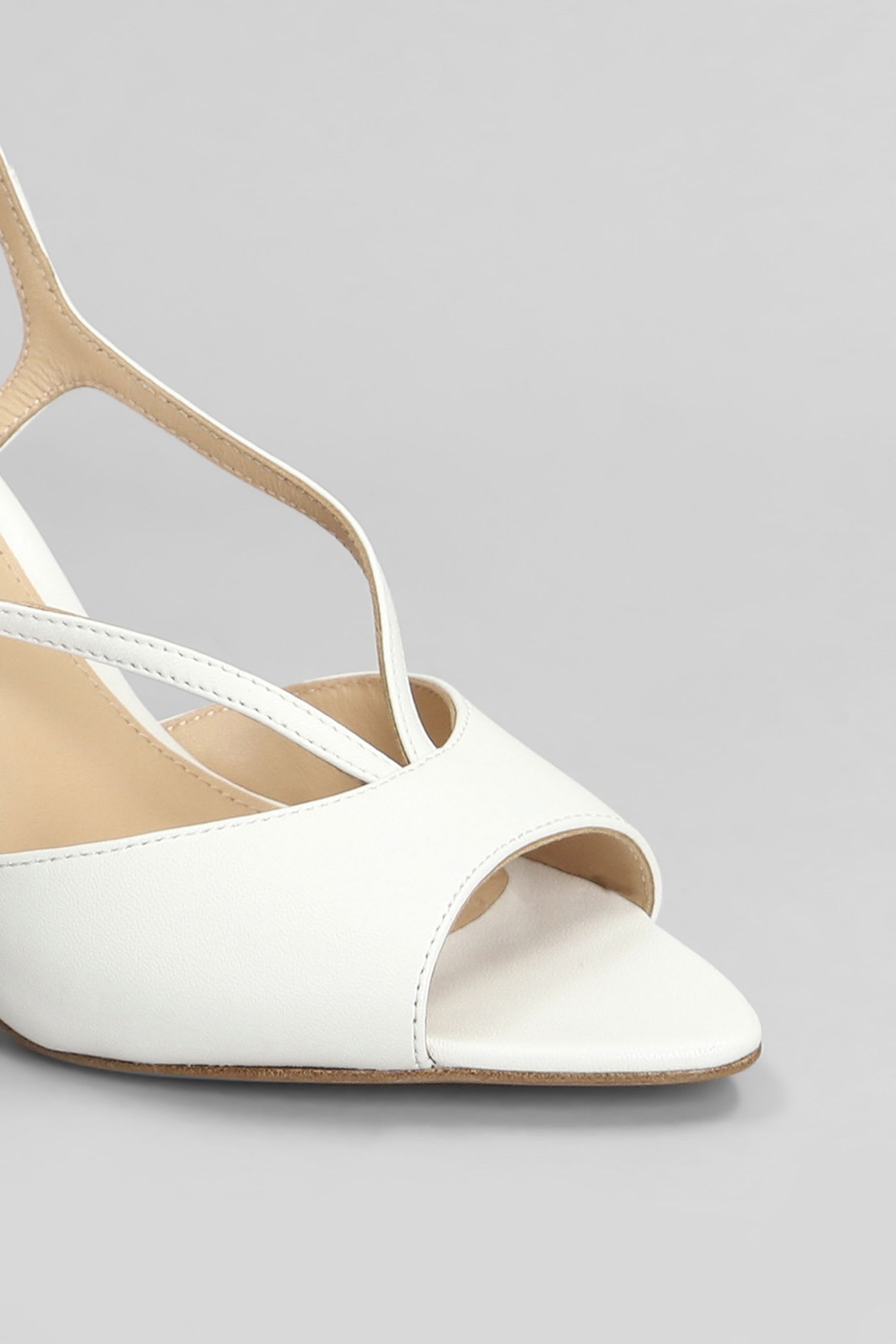 Lola Cruz Streep 95 Sandals In White Leather In White