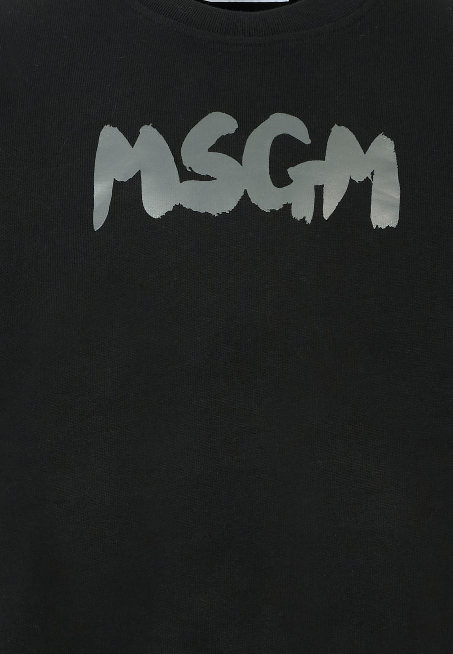 Msgm Black Sweatshirt For Kids With Grey Logo In Black