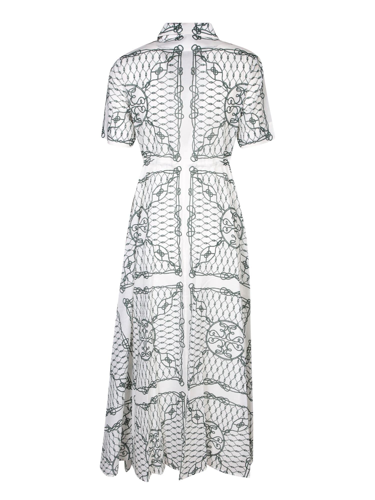 Shop Tory Burch Printed Chemisier Ivory/green Dress In White