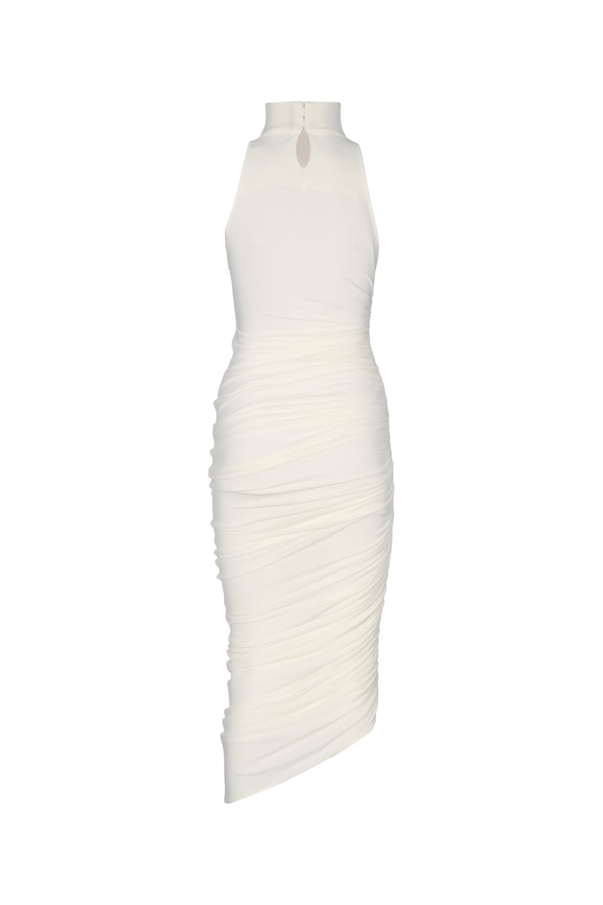 Jacquemus Asymmetric Hem Sleeveless High Neck Dress In White