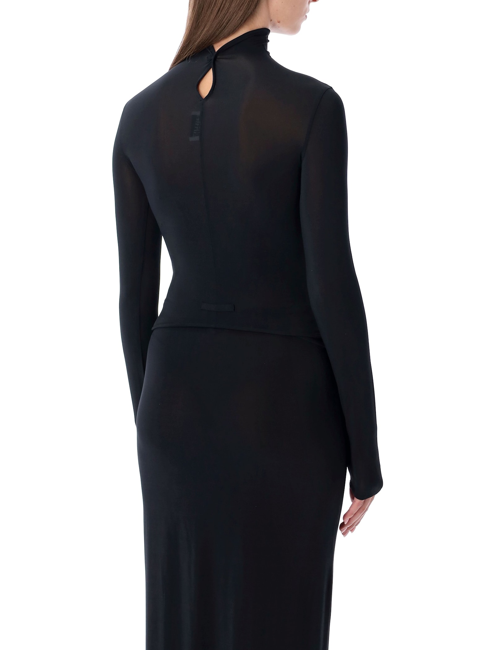 Jean Paul Gaultier Long-sleeve High-neck Body With Lingerie Details In Black