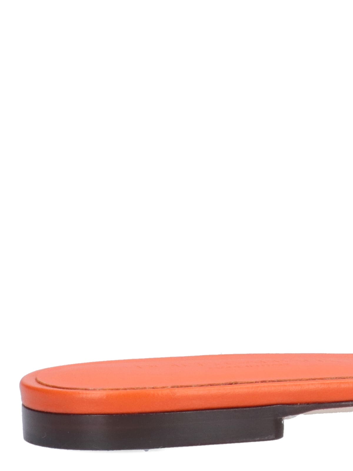 Dolce & Gabbana Slide Sandals In Orange Leather With Logo In Orange