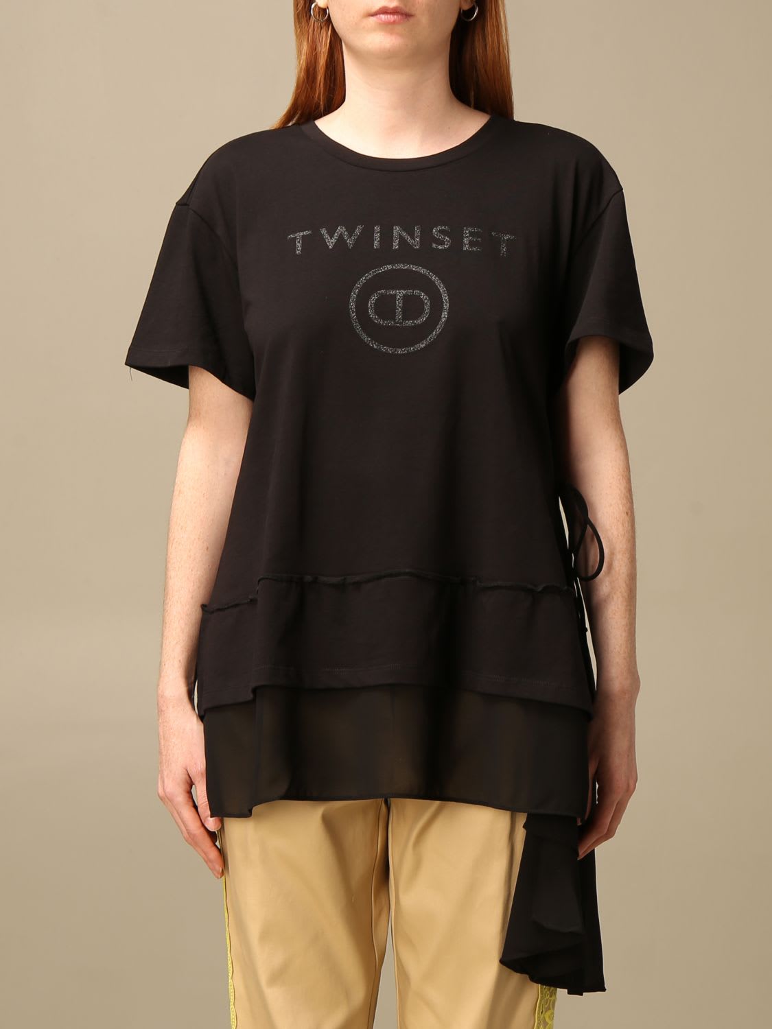 Twinset T-shirt Twin-set T-shirt With Logo And Drapery