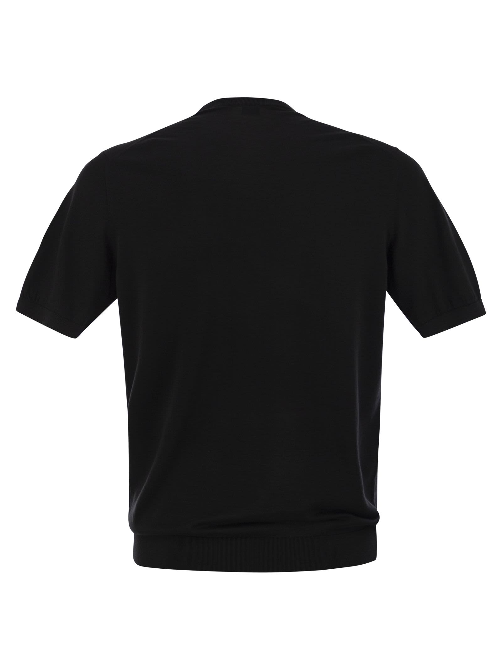 Fedeli Ribbed Hem Short Sleeves Textured Pattern