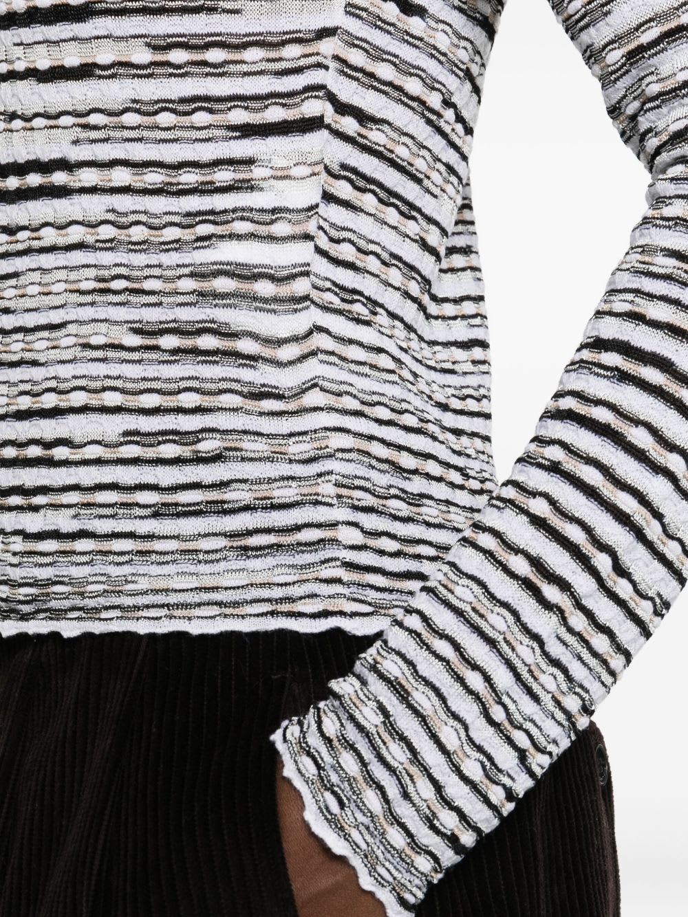 Missoni Striped Lightweight Crew Neck Knit Sweater In White