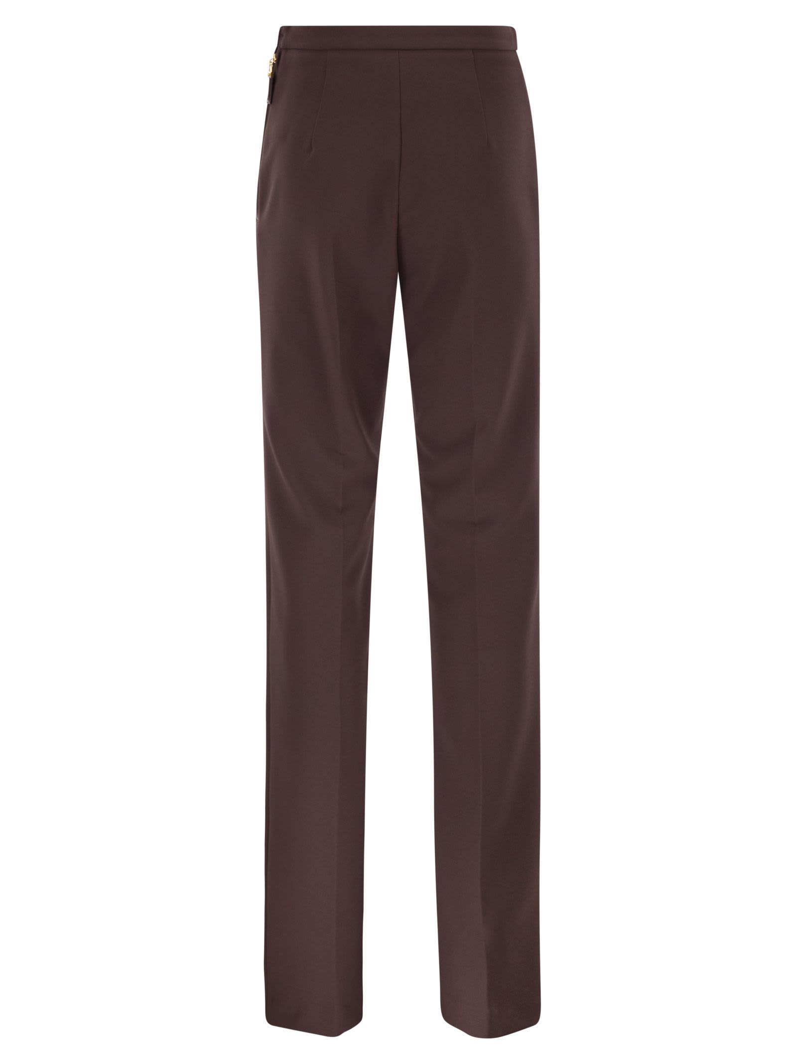 Elisabetta Franchi Flared Trousers With Button Details In Burgundy