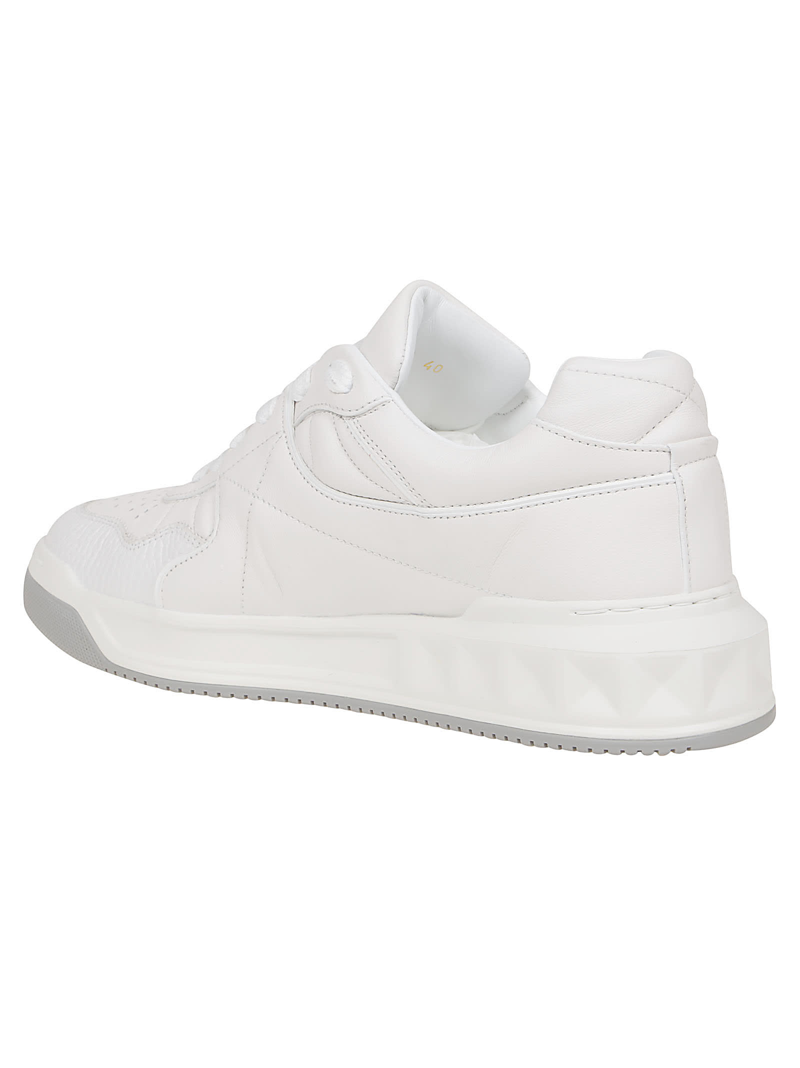Shop Valentino Sneaker One Stud In Bo Bianco Bianco Bianco Pastel Grey