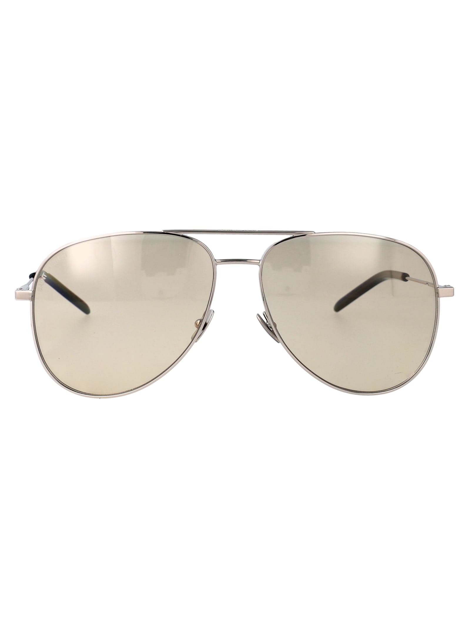 Saint Laurent Classic 11 Aviator-style Silver-tone Sunglasses In Gray