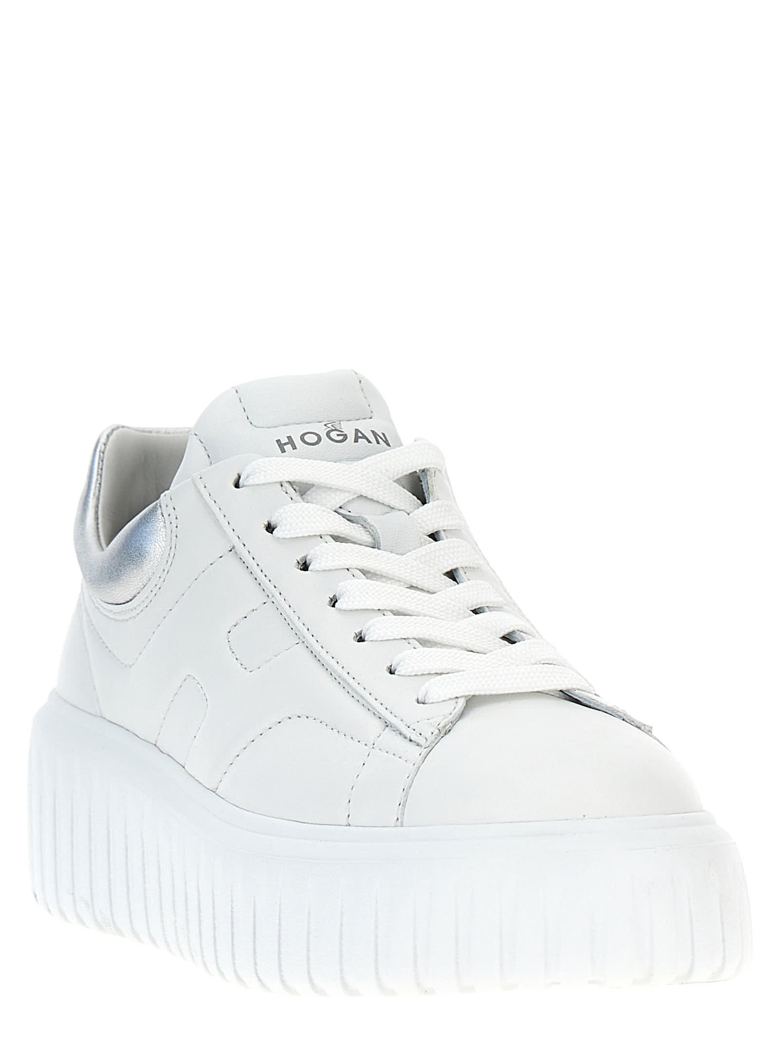 Shop Hogan H-stripes Sneakers In Silver