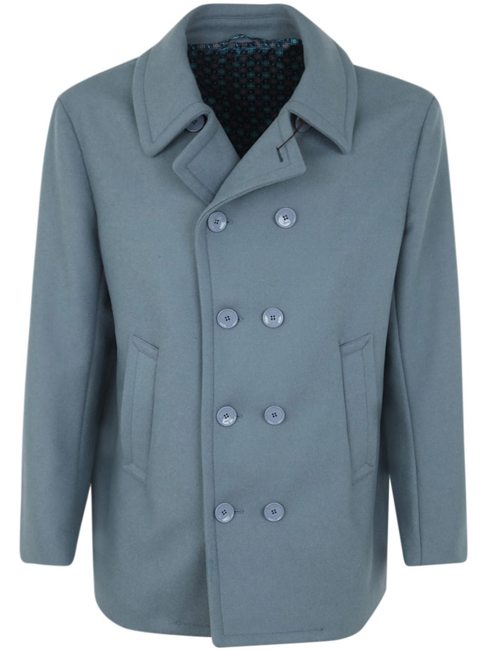 Shop Etro Double Breasted Bomber Jacket In Light Blue