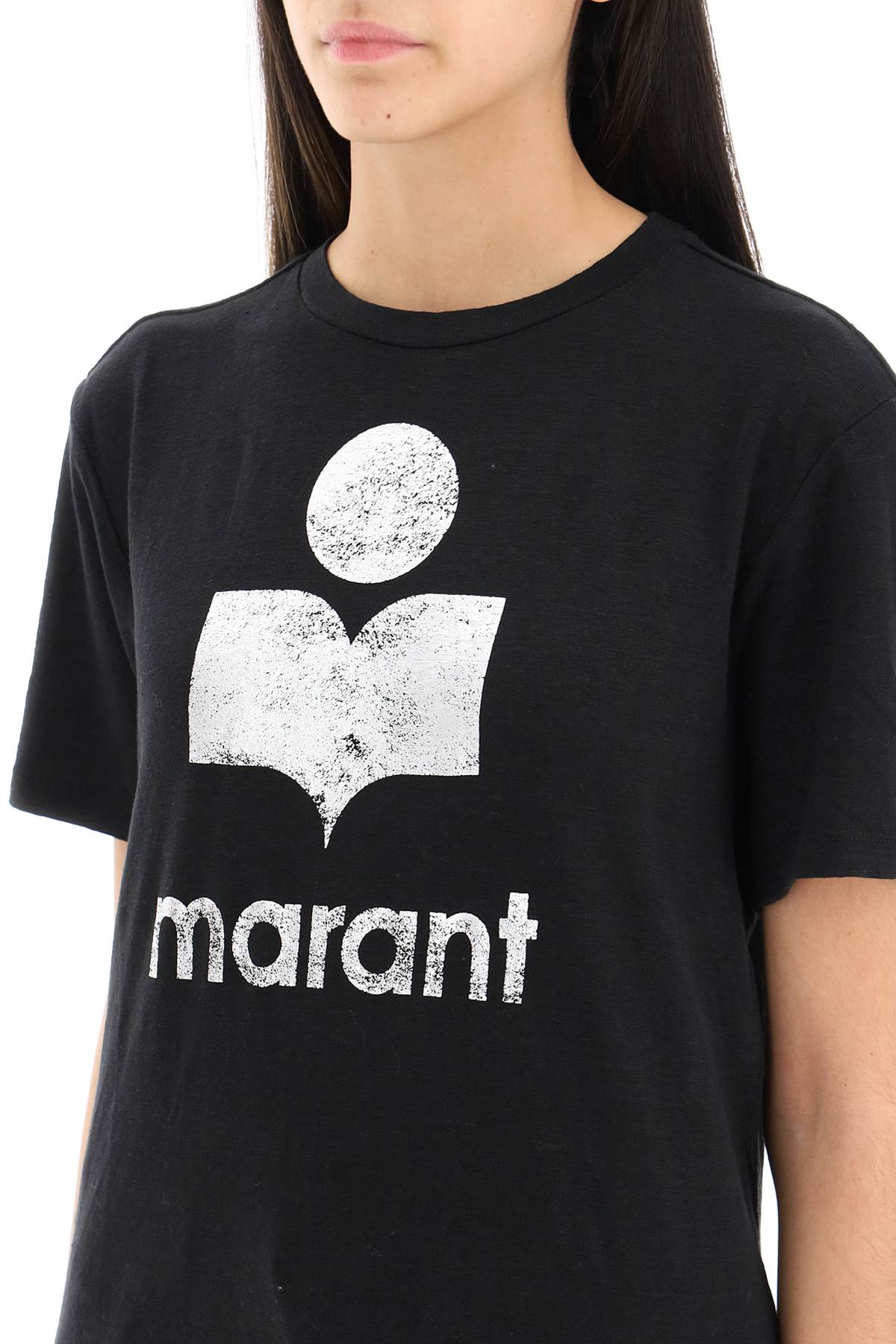 Shop Marant Etoile Zewel T-shirt With Metallic Logo Print In Black (black)