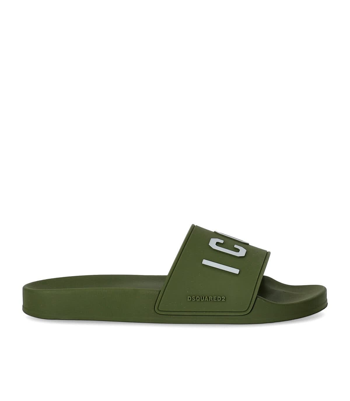 DSQUARED2 DSQUARED2 BE ICON MILITARY GREEN SLIDE