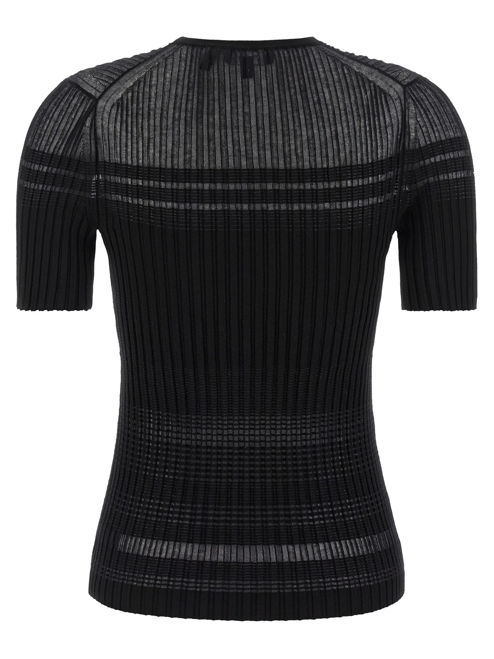 Theory Textured Ribbed T-shirt With Stretch Blend In Black