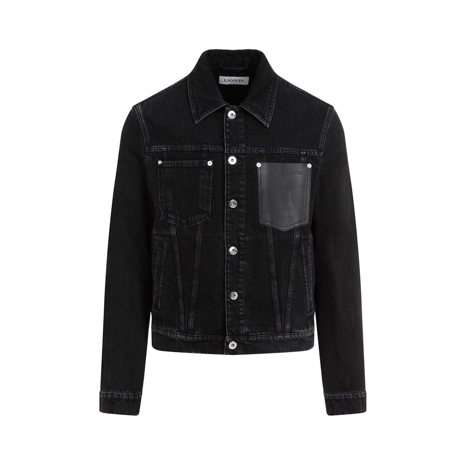 Shop Lanvin Leather Detail Jacket In Black