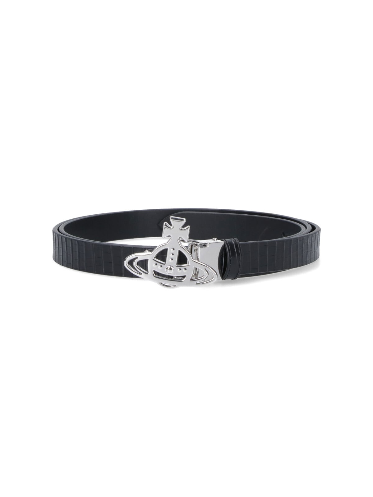 Vivienne Westwood Small Line Orb Buckle Belt In Black