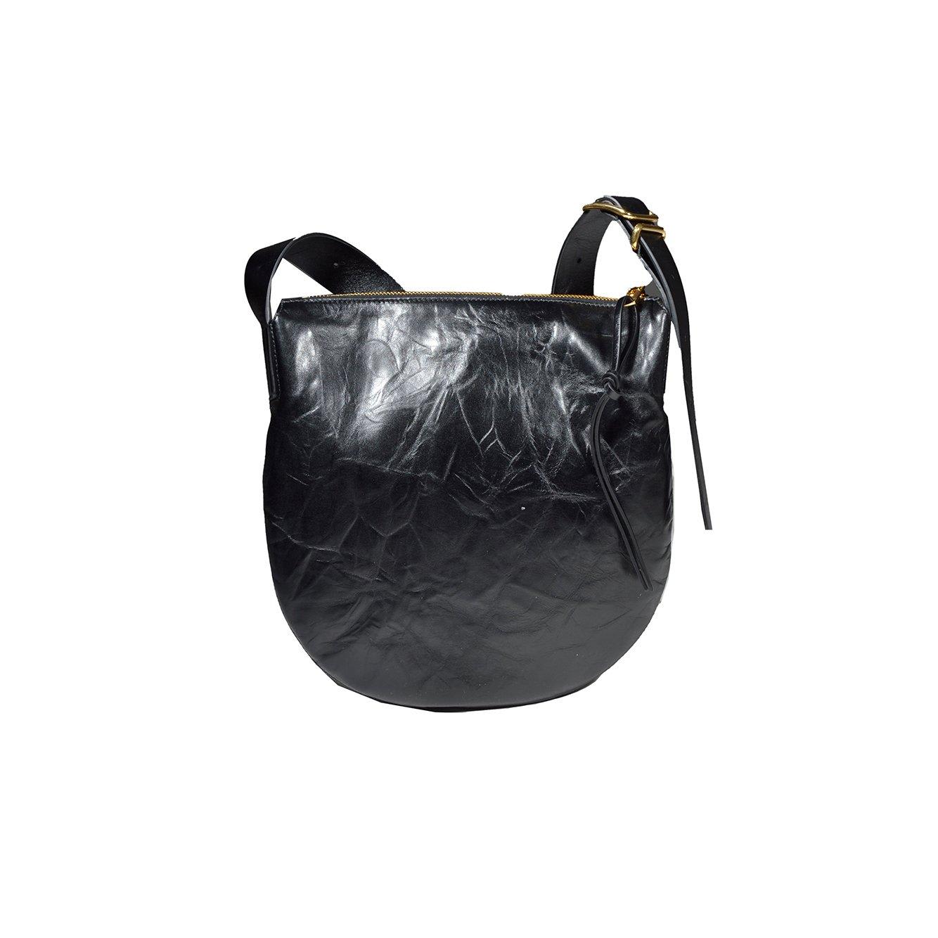Shop Jil Sander Logo Detailed Small Moon Shoulder Bag In Nero