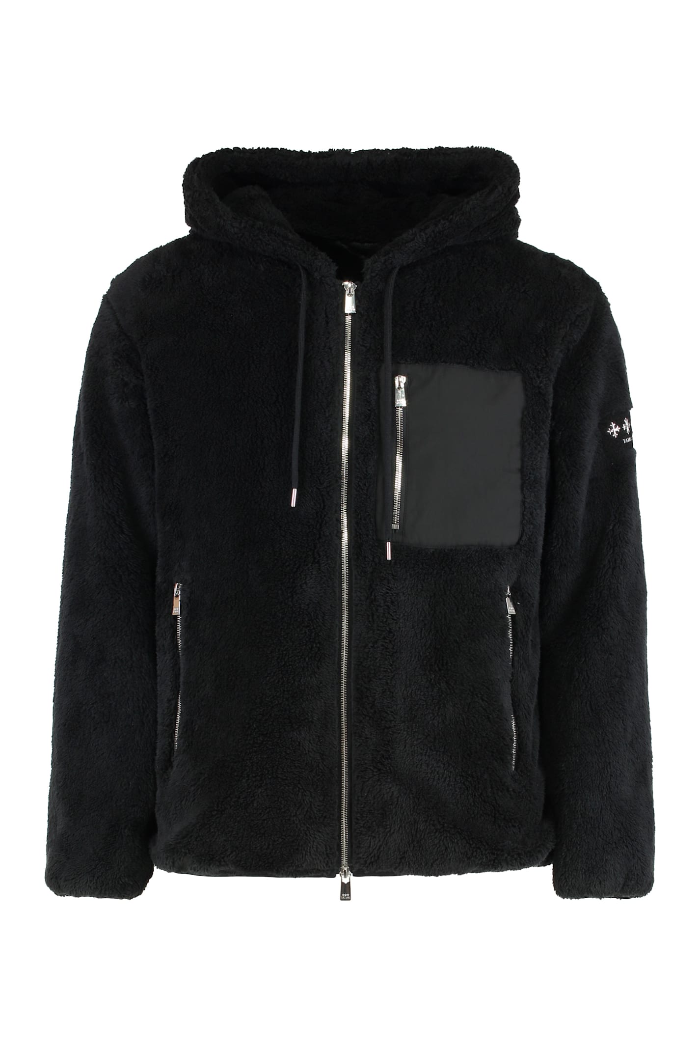 Tatras Menfi Black Jacket With Drawstring Hood And Logo Patch On The Sleeve In Ecofur Man In Black