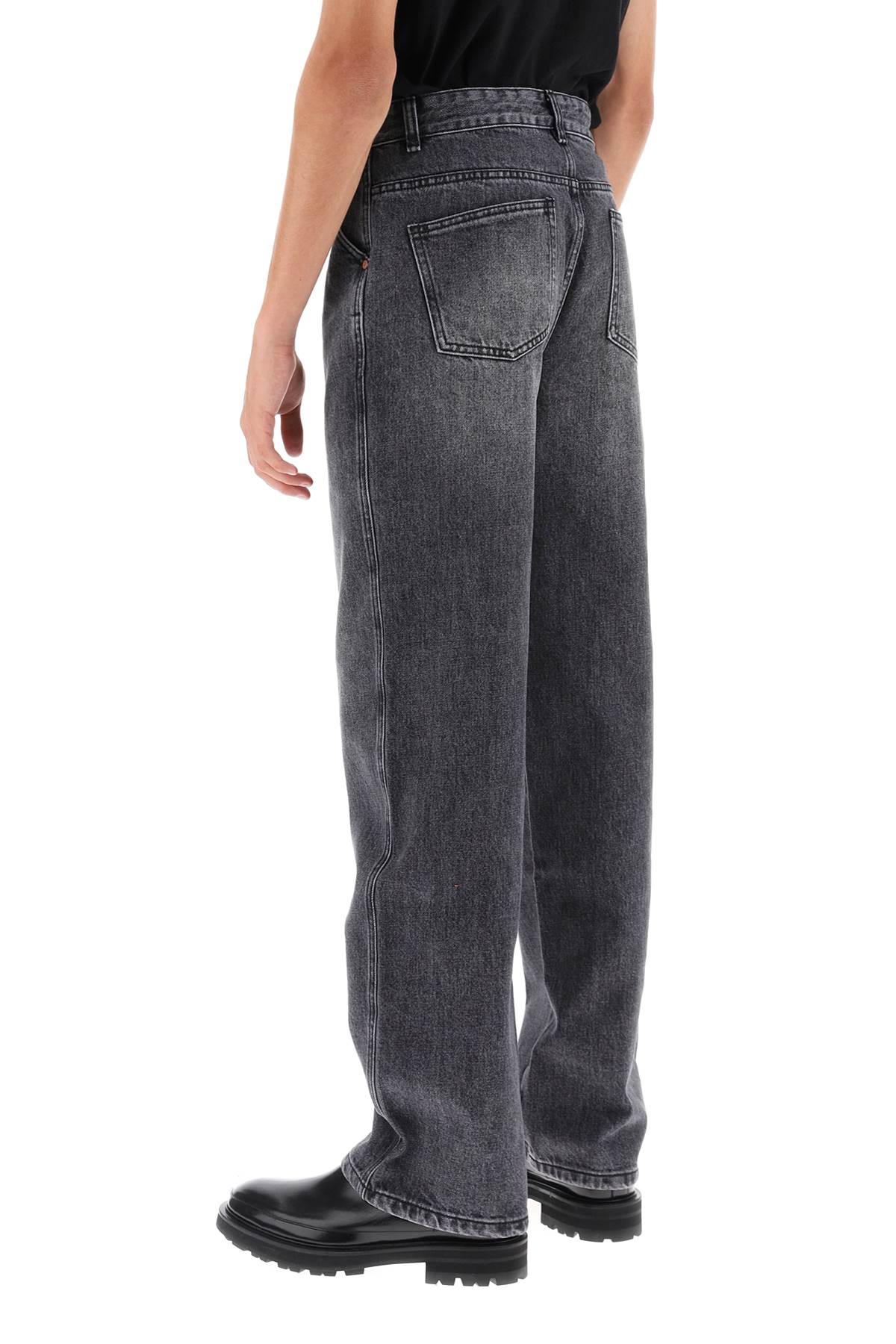 Shop Andersson Bell Wave Wide Leg Jeans In Washed Black (grey)