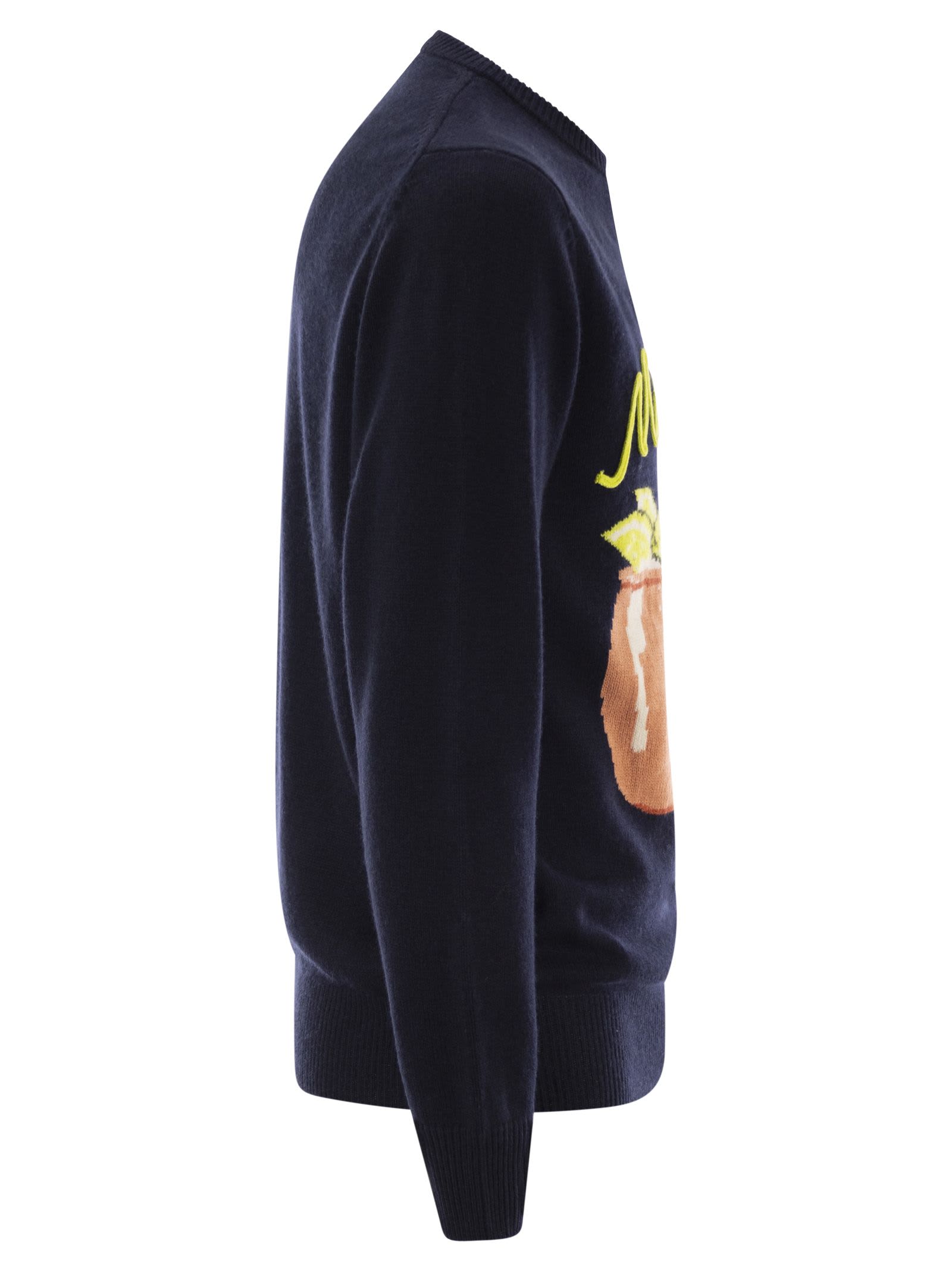 Mc2 Saint Barth Moscow Mule Wool And Cashmere Blend Jumper In Blue