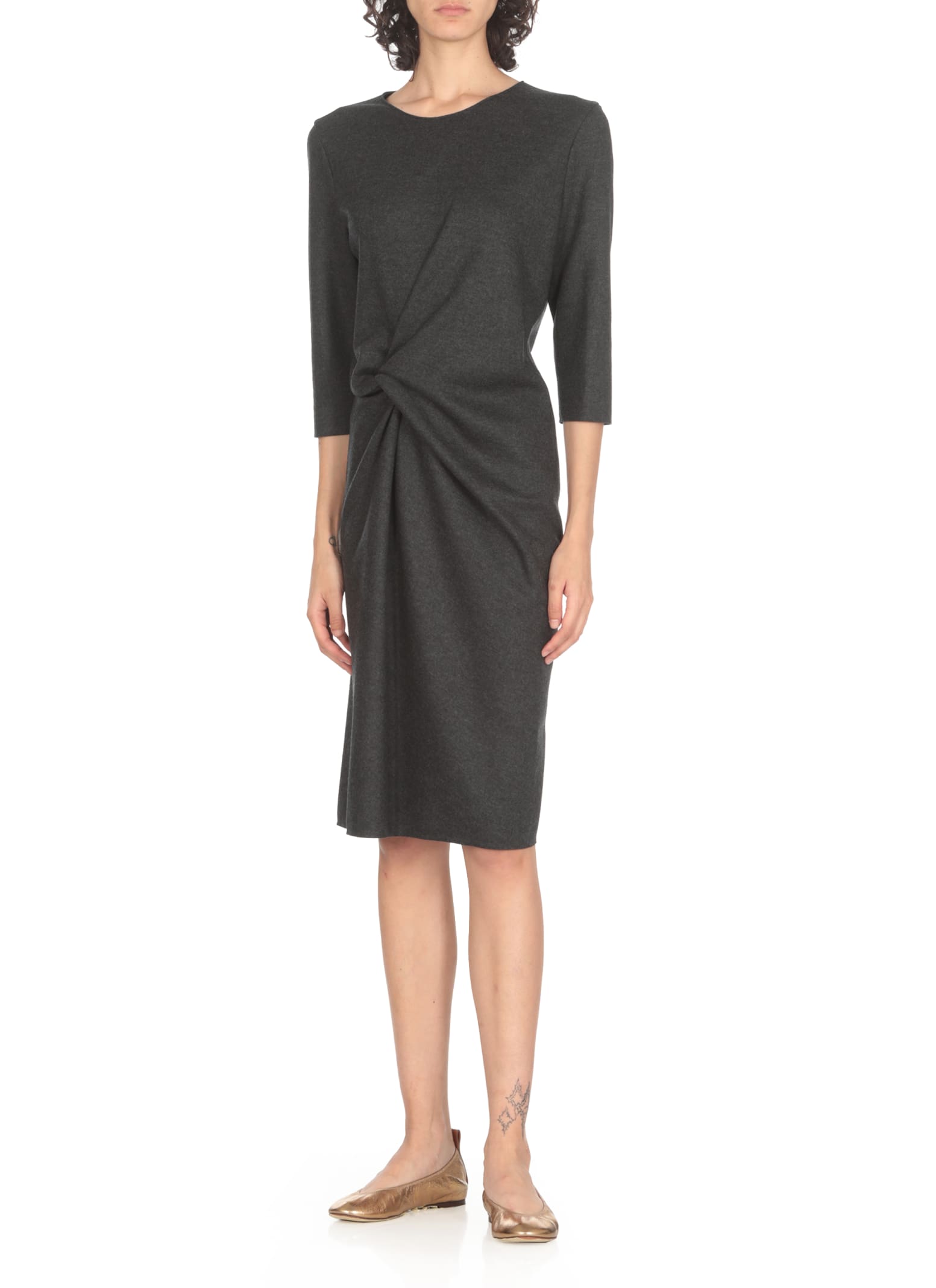 Shop Lanvin Wool Dress In Grey