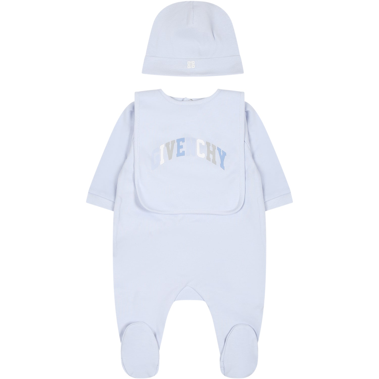 Givenchy Kids' Light Blue Set For Baby Boy With Logo