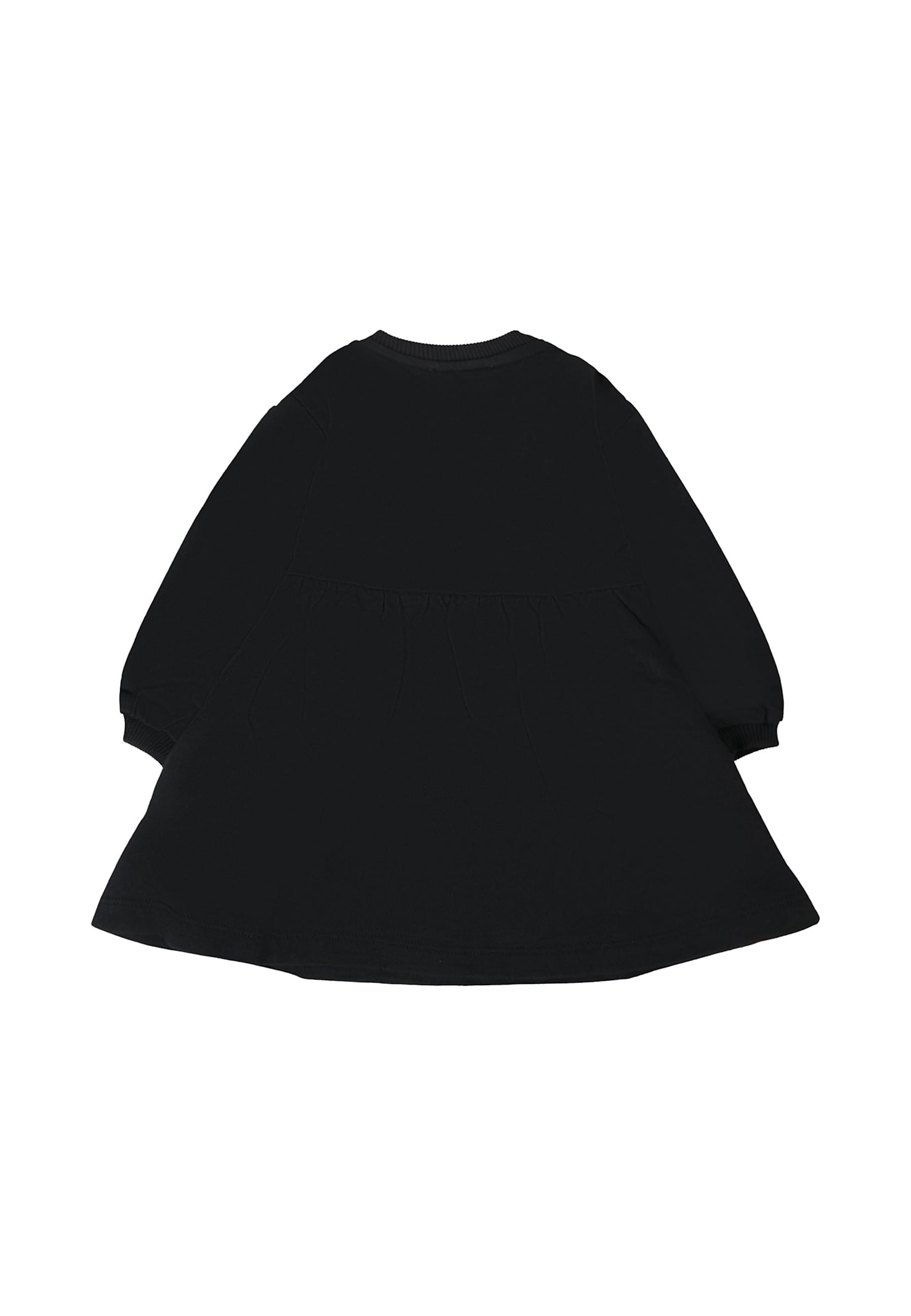 Moschino Black Dress For Girl With Teddy Bear And Logo In Black