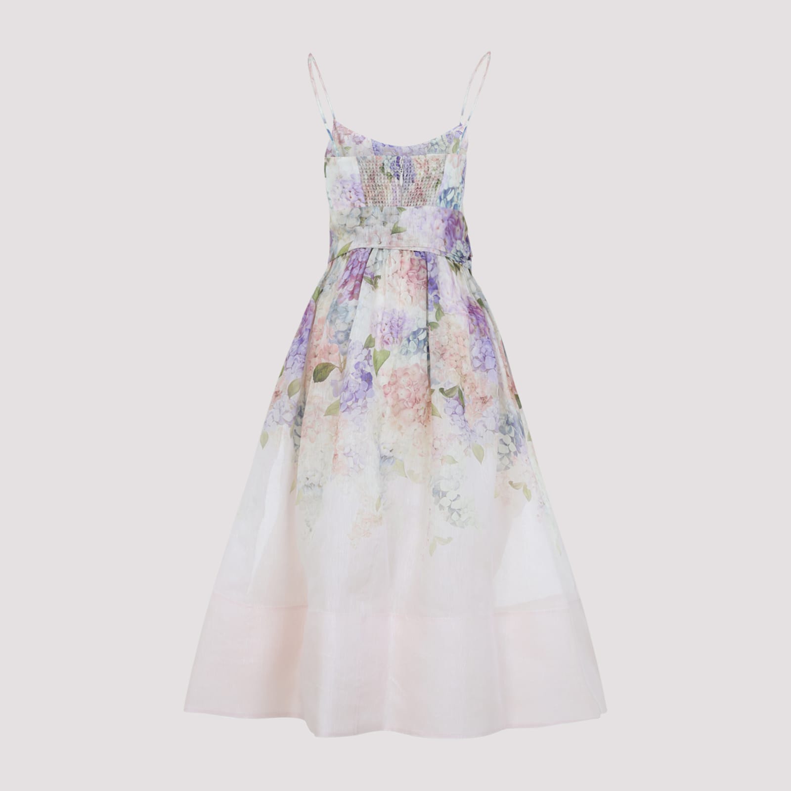 Zimmermann Tama Linen And Silk Corset Midi Dress In Multihydrangea