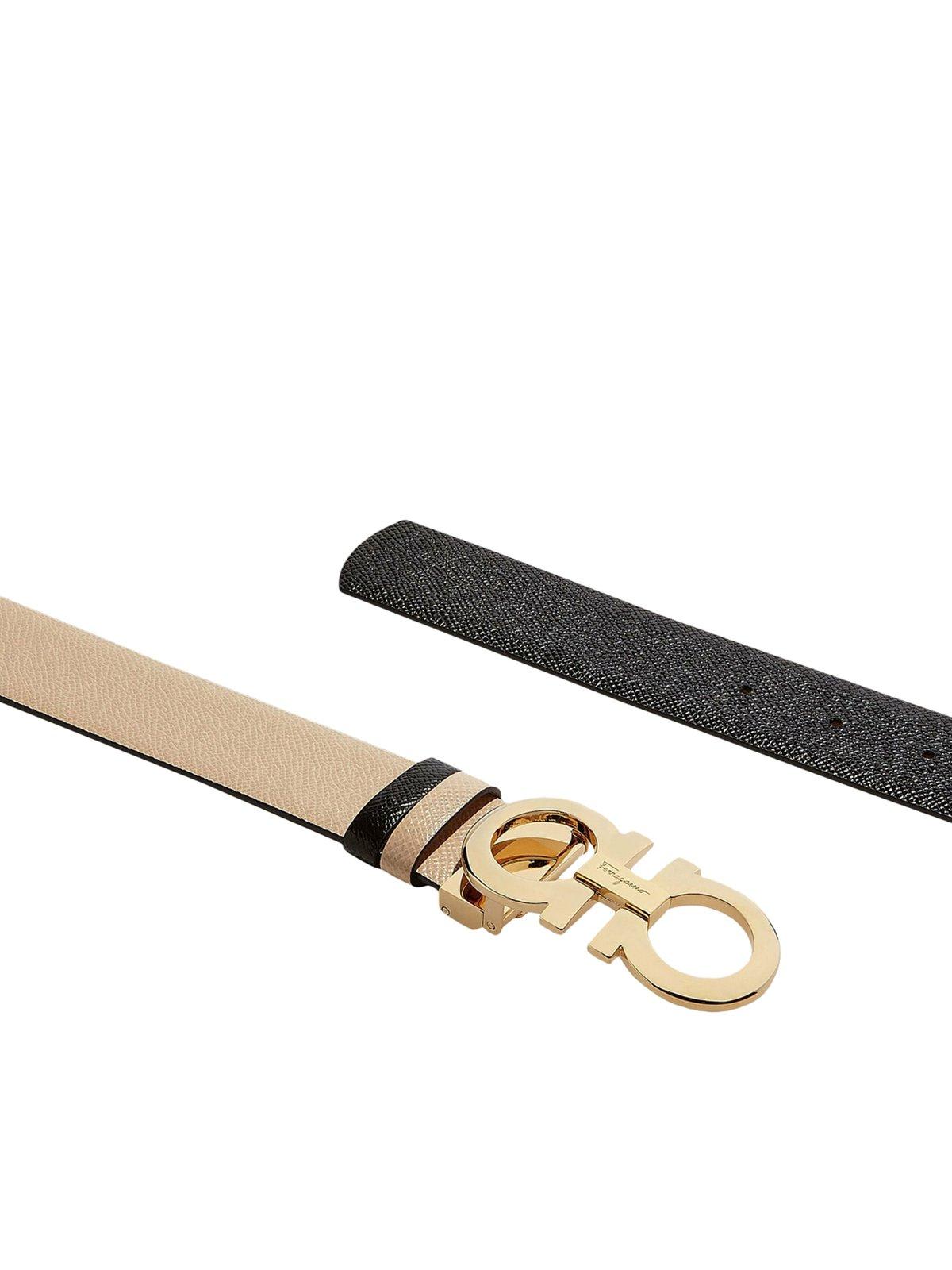 Shop Ferragamo Gancini Reversible Belt In New Bis/nero