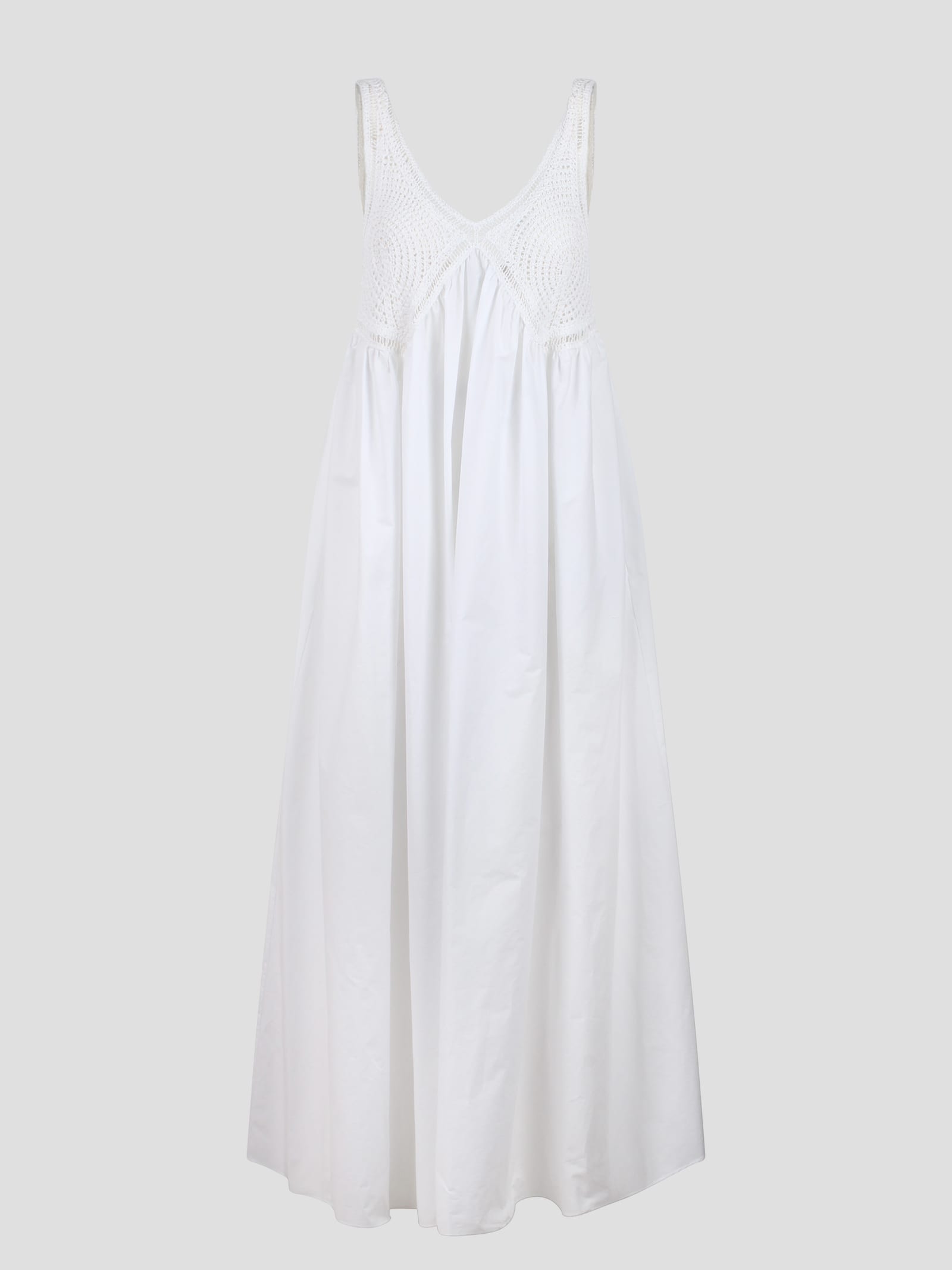 P.a.r.o.s.h. Crochet Embroidery Maxi Dress In White