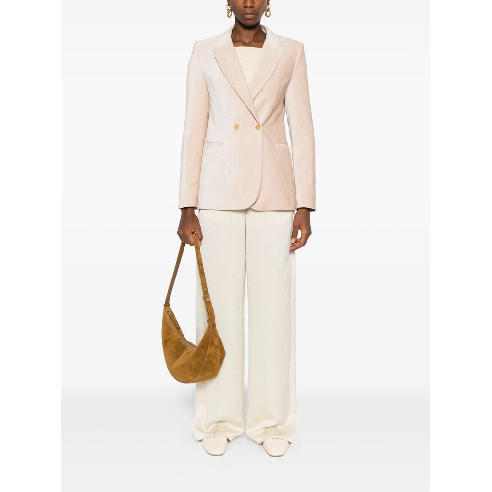 Forte Forte Double-breasted Velvet Jacket Featuring Pockets In Neutral