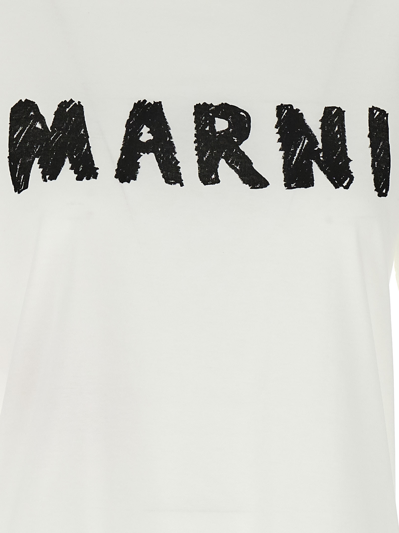 Shop Marni Crayon Logo T-shirt In White/black