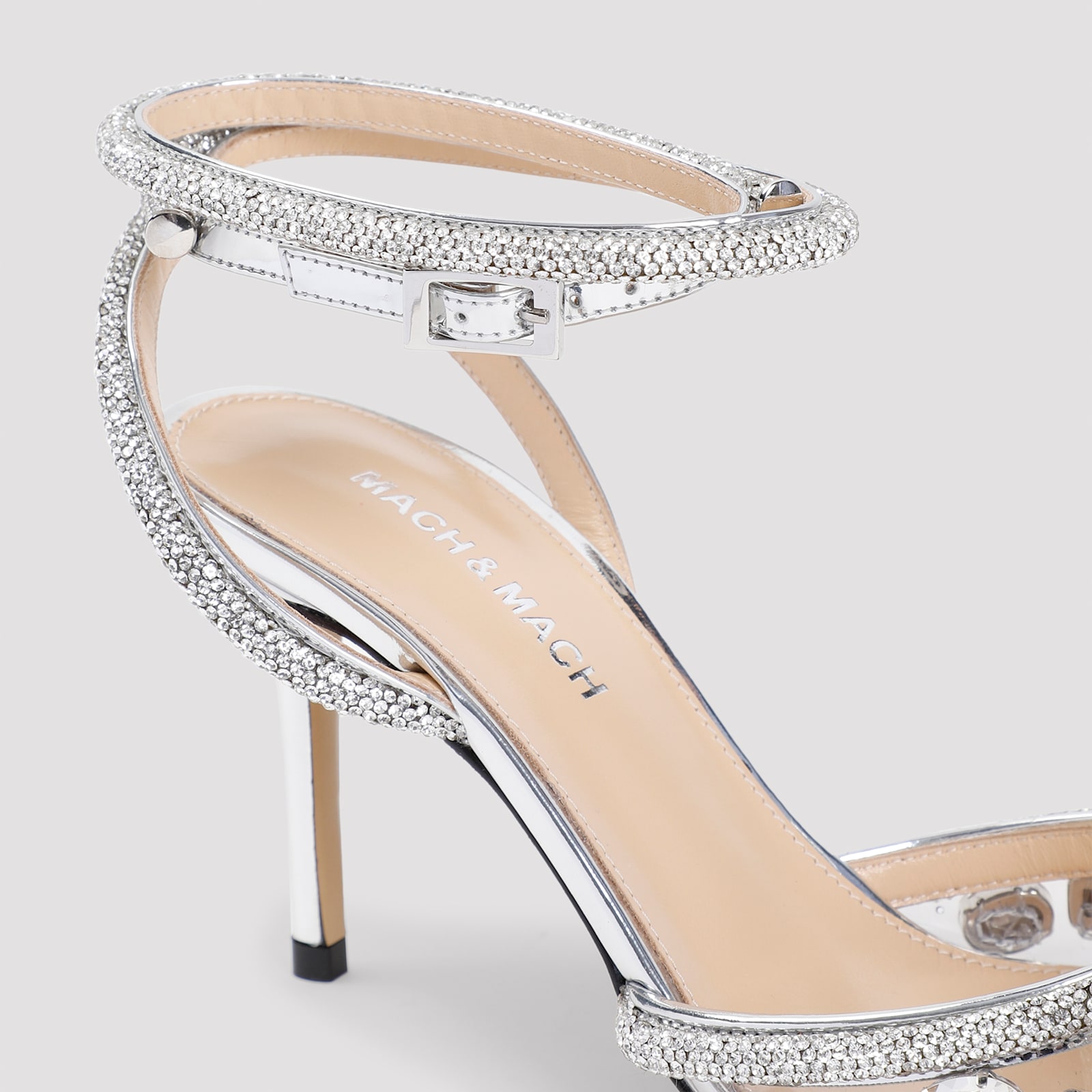 Shop Mach &amp; Mach Double Bow Sandals In Silver