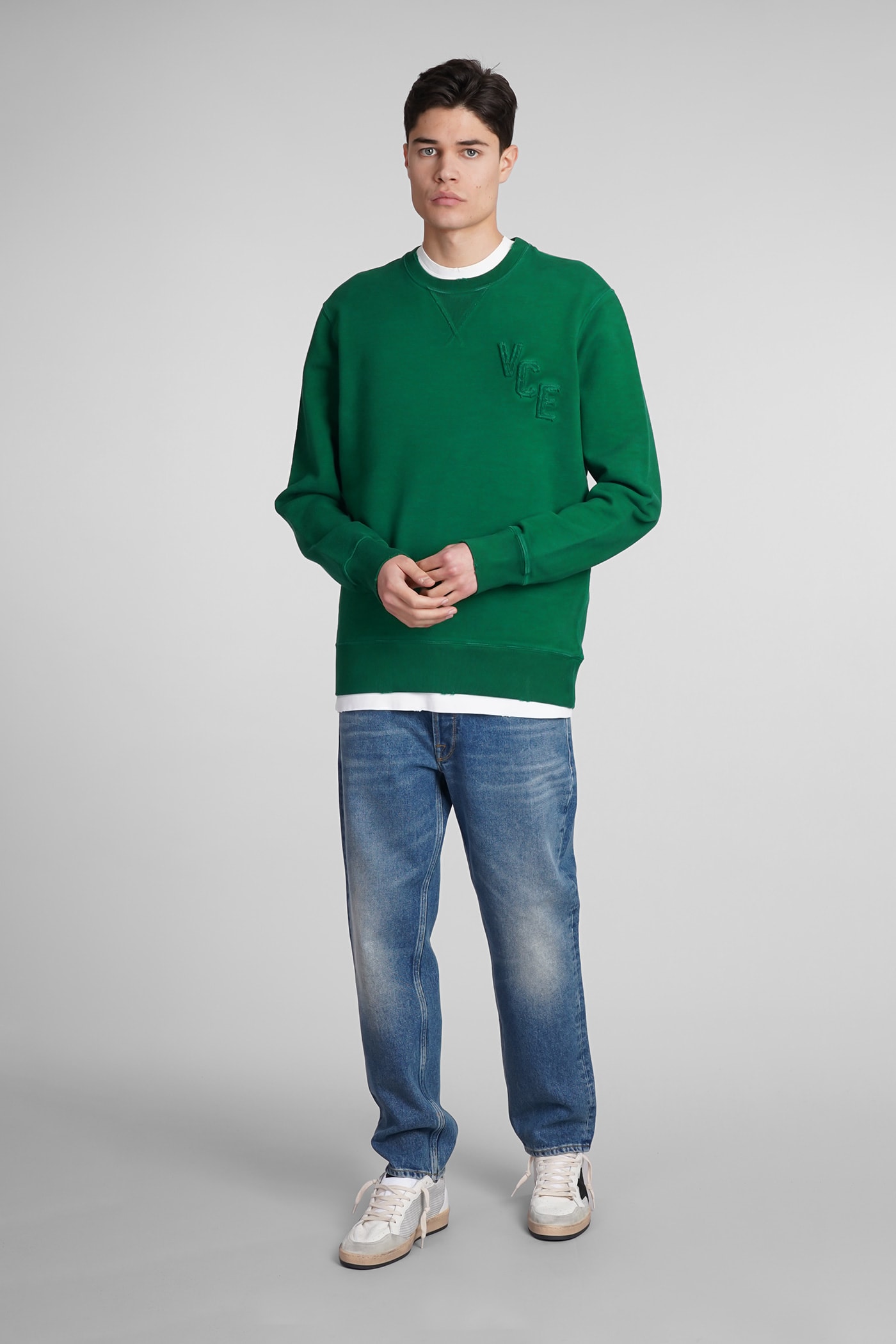 Shop Golden Goose Archibald Sweatshirt In Green Cotton