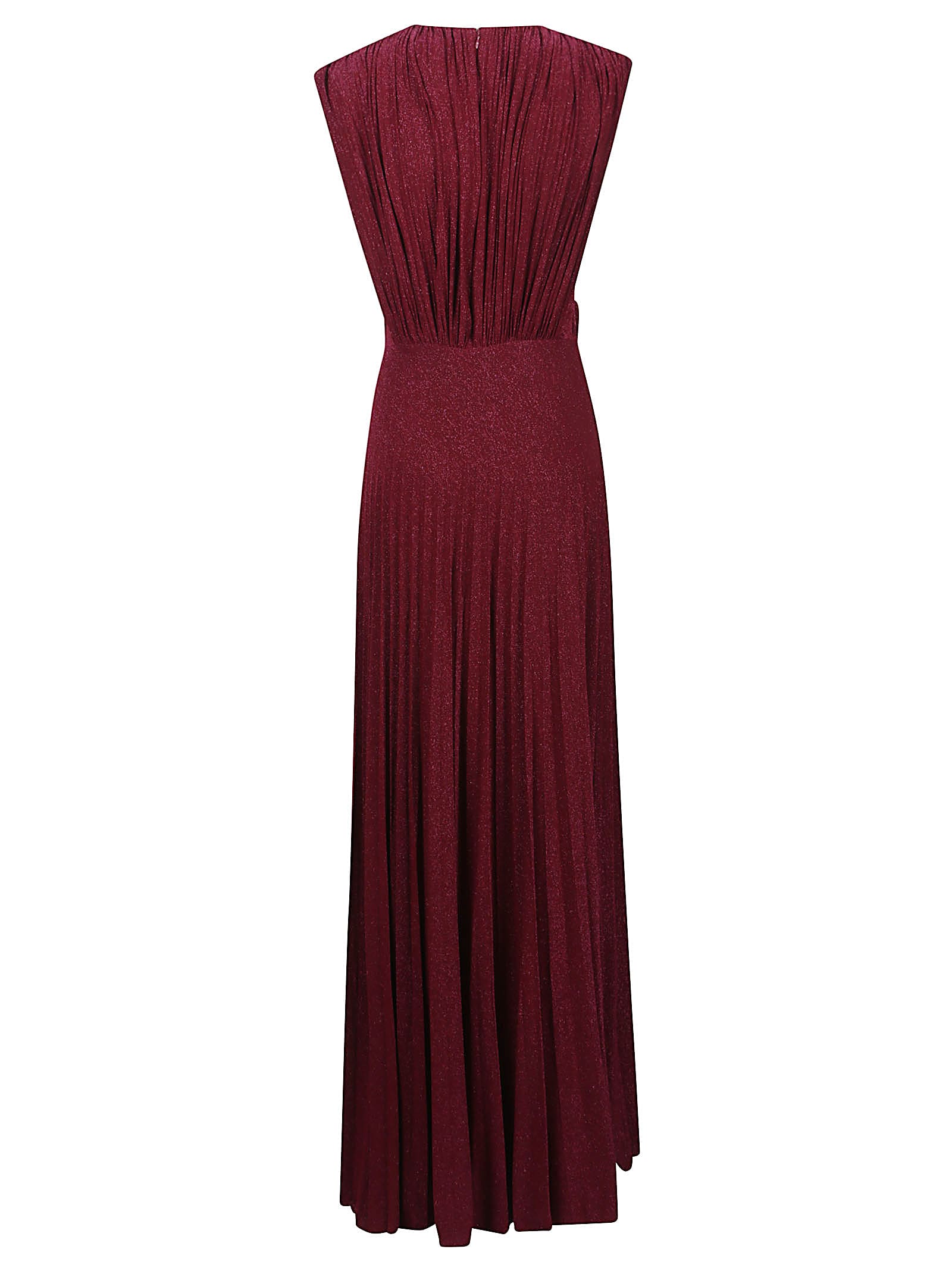 Elisabetta Franchi Burgundy Evening Dress With Deep V-neckbodice In Burgundy