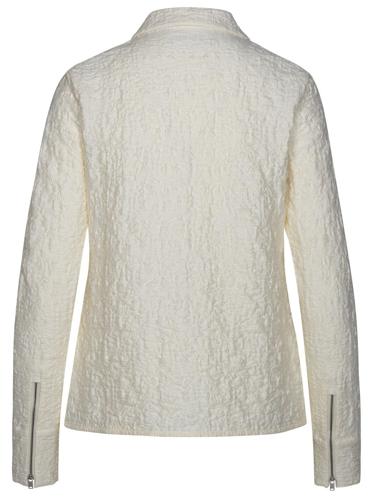 Shop Jil Sander Zip-up Crinkled Shirt In Ivory