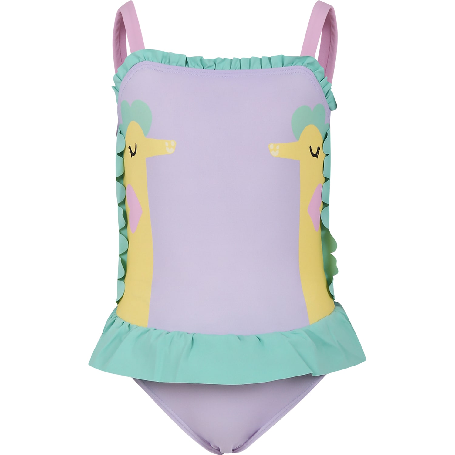 Stella Mccartney Kids' Purple Swimsuit For Girl With Seahorse In Violet
