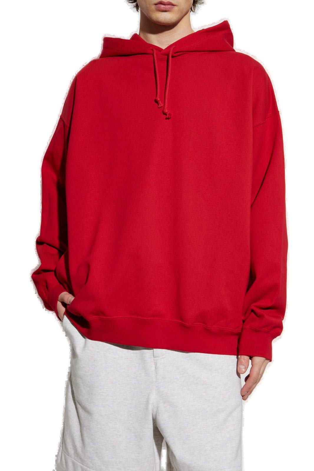 Y-3 Graphic Printed Drawstring Hoodie In Red