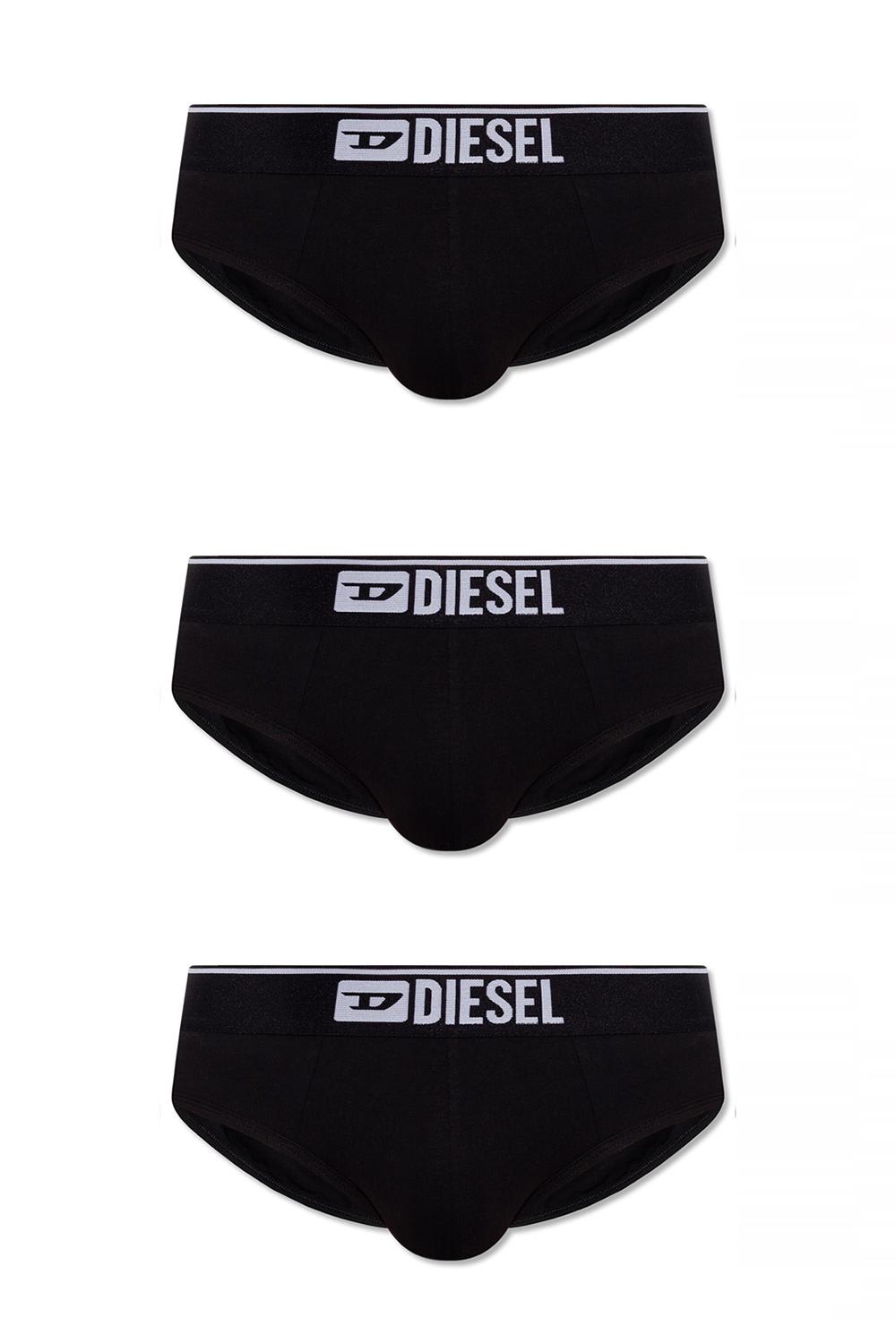 Diesel Three-pack Of Logo-waist Briefs In Black