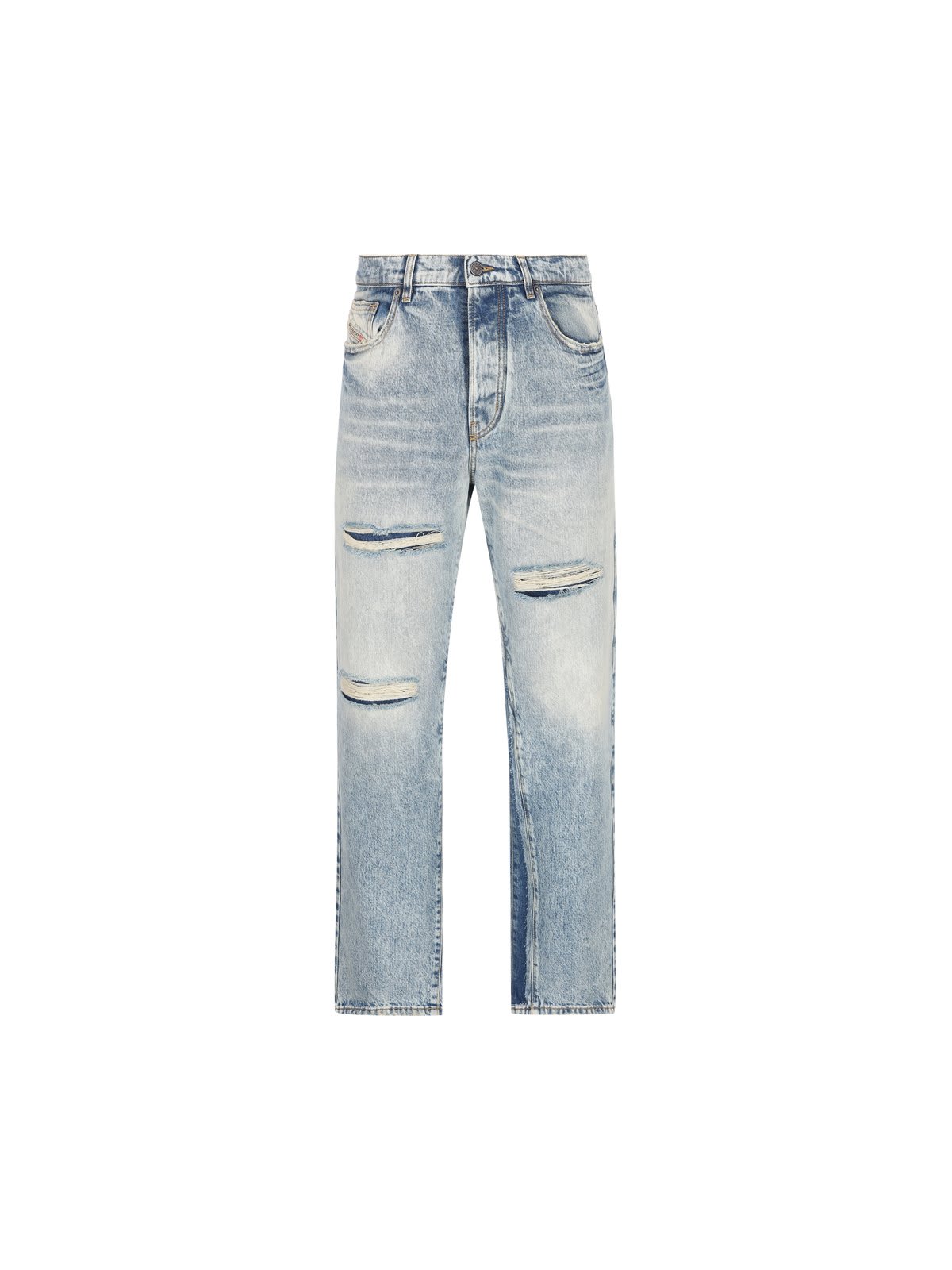 Shop Diesel D-fire 0ajen Distressed Straight Jeans In 01