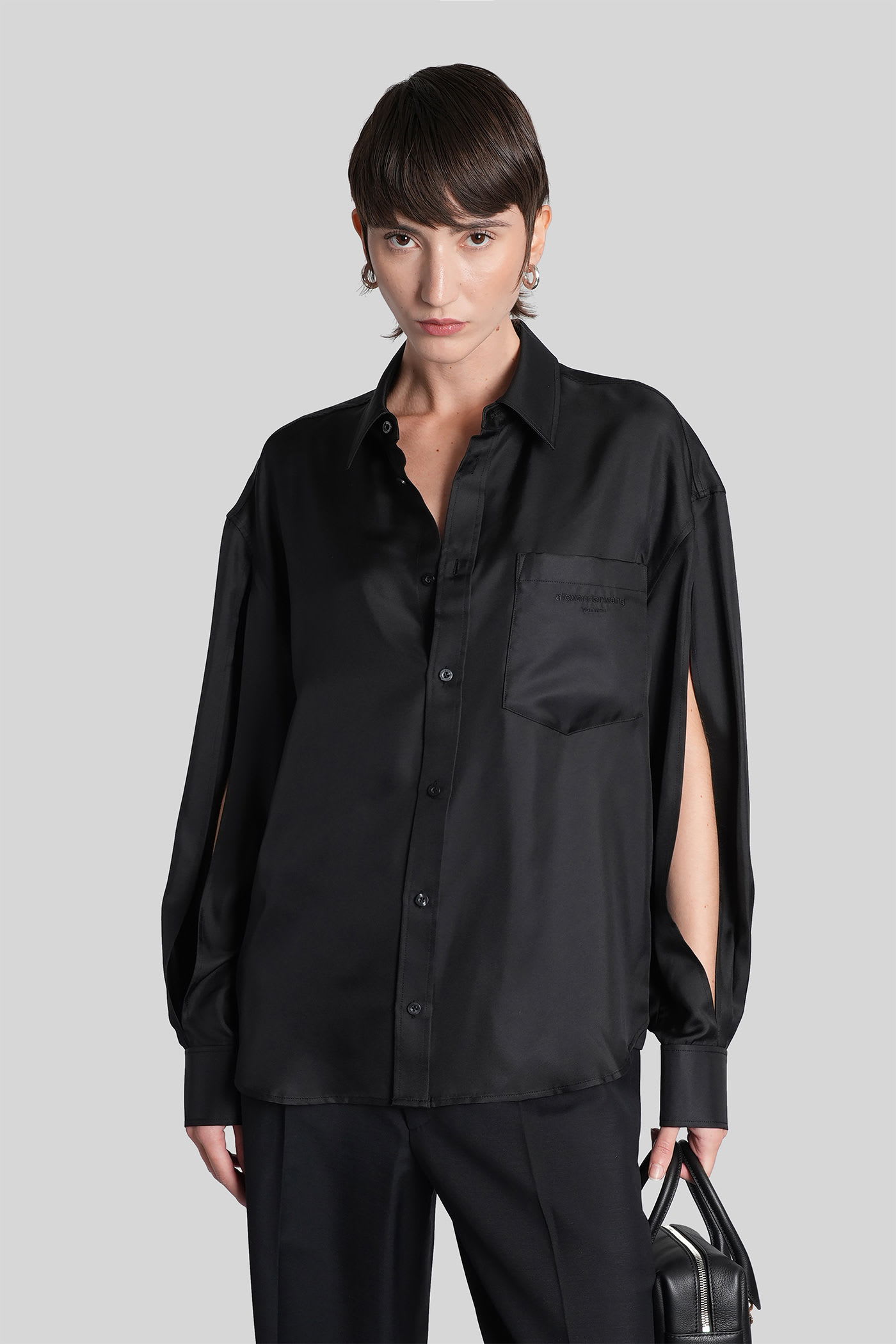 Alexander Wang Shirt In Black Silk In Black