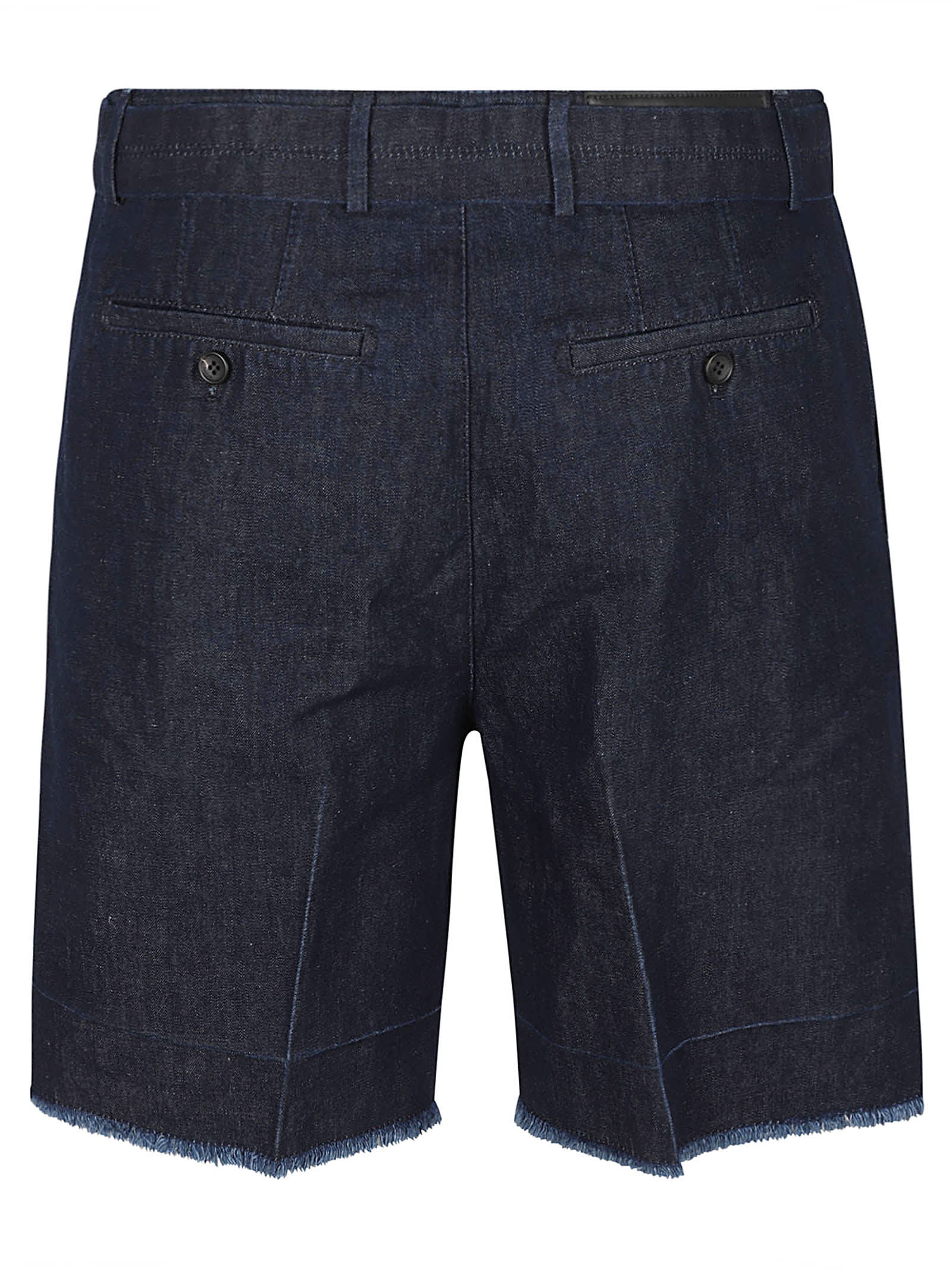 Lanvin Denim Belted Shorts In Navy