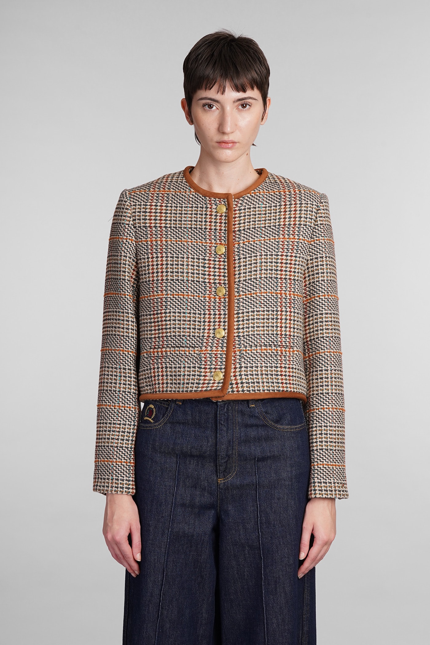 Casual Jacket In Multicolor Wool