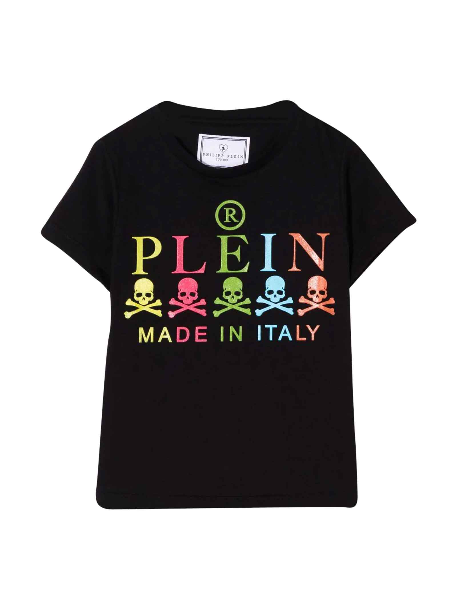 Shop Philipp Plein Junior Unisex Black T-shirt In Nero