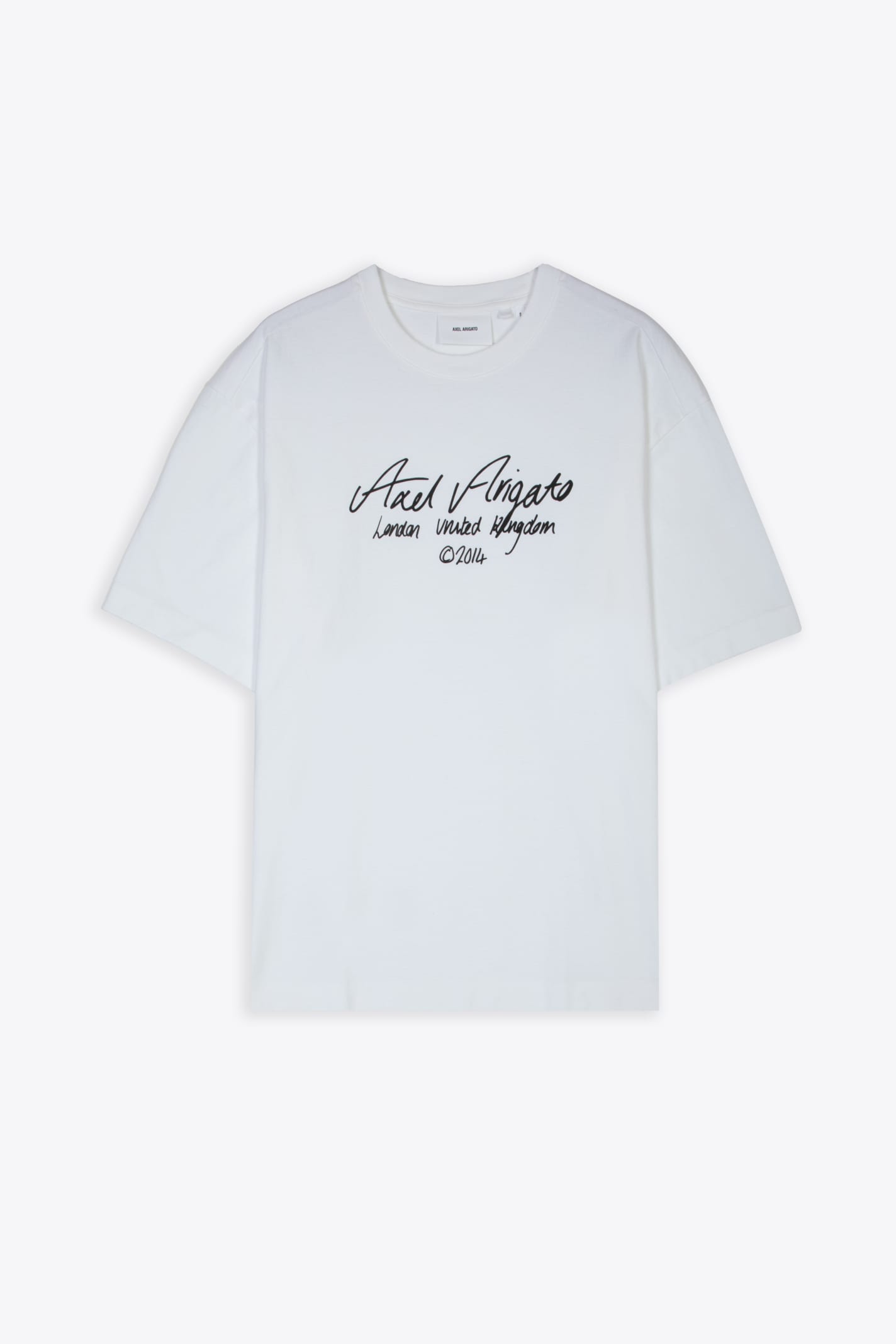 Shop Axel Arigato Essential T-shirt White T-shirt With Italic Logo Print - Essential T-shirt In Bianco