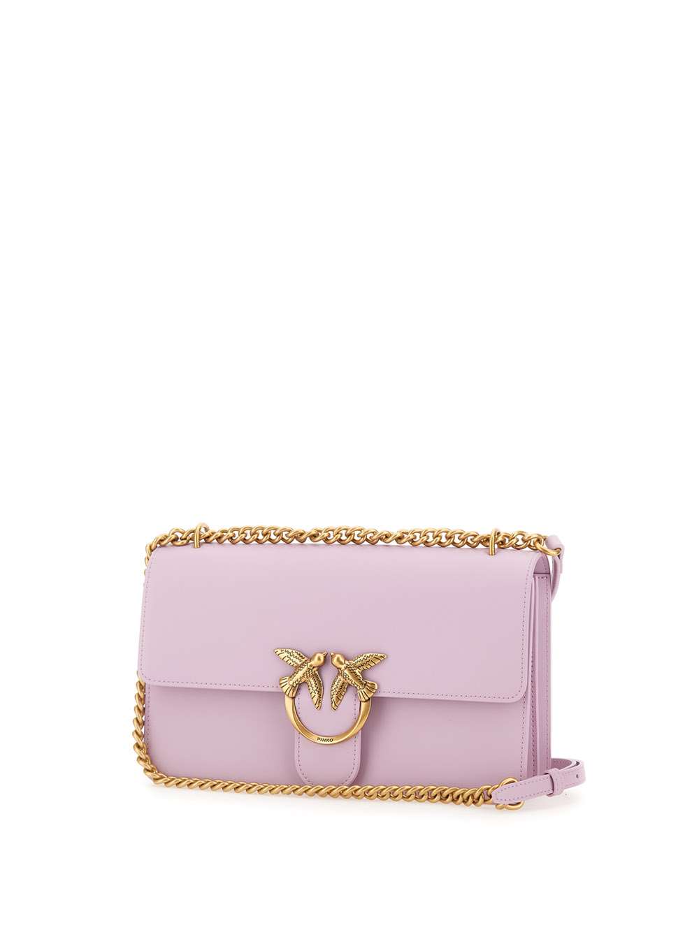 Shop Pinko Love One Classic Leather Bag In Lilac
