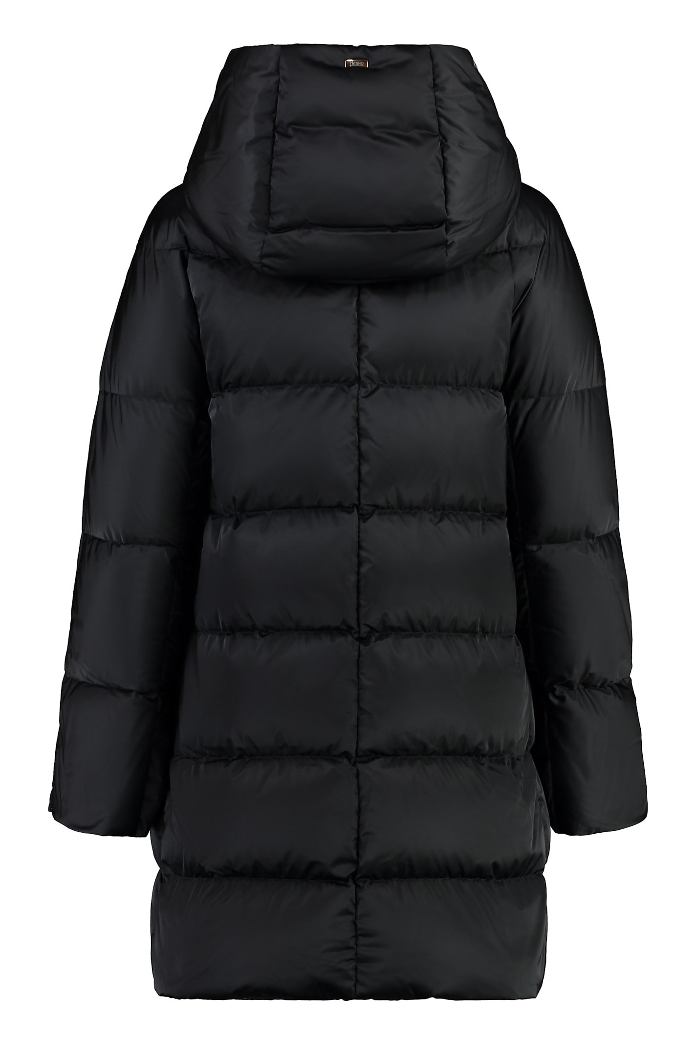 Shop Herno Hooded Techno Satin Down Jacket In Black