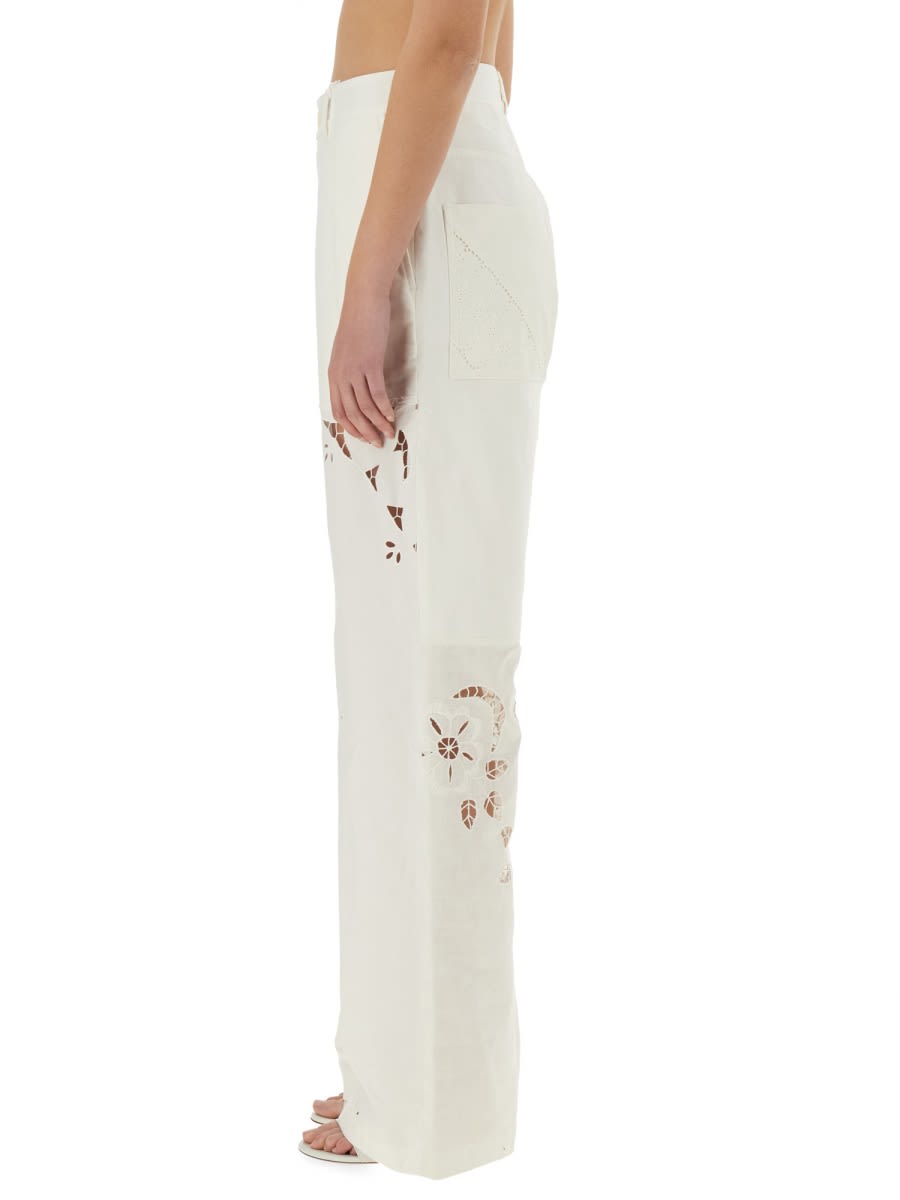 Marine Serre Women Upcycled Linen Pants In White