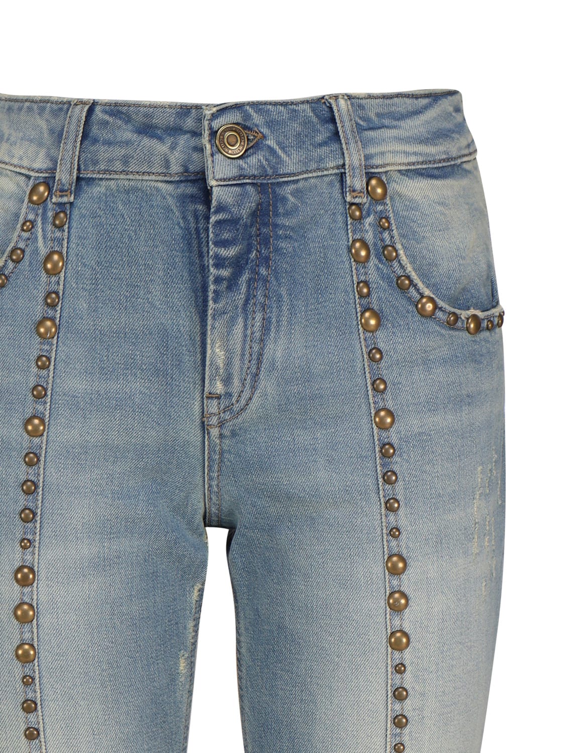 Dejlig pegefinger wafer Blumarine Studded Straight Leg Low Denim Jeans In Blue | ModeSens