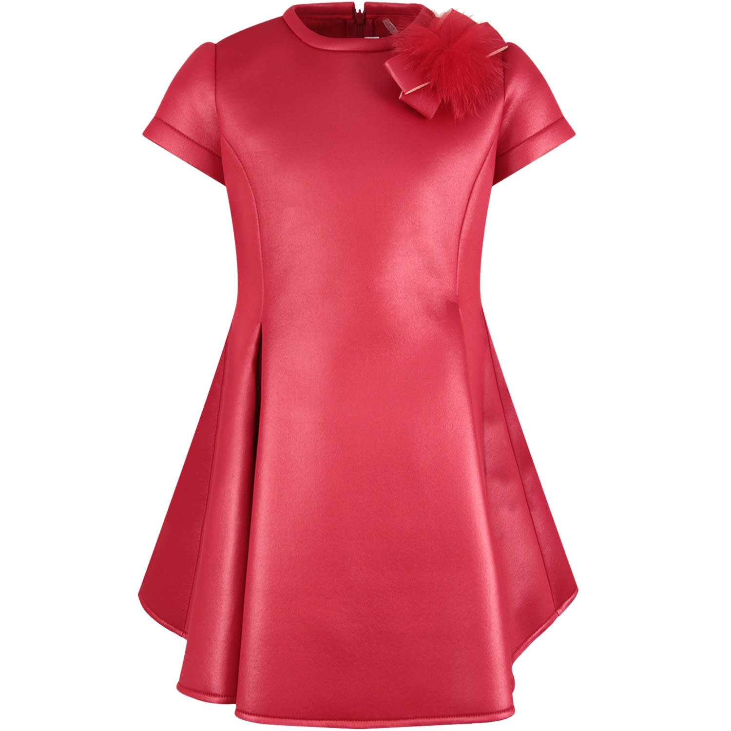 Loredana Red Dress For Girl With Pom-pom