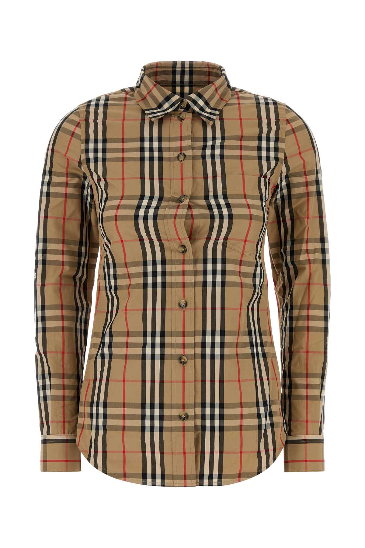 Burberry Long Sleeves Checked Shirt In Burgundy